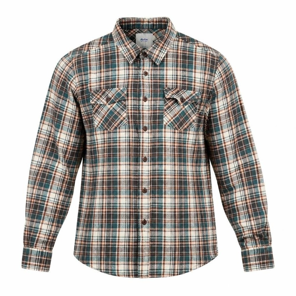 Katin Flannel Shirt Mens L Green Plaid Cotton Surf Outdoors Gorpcore Huckberry